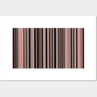 peach pink and black stripes Posters and Art